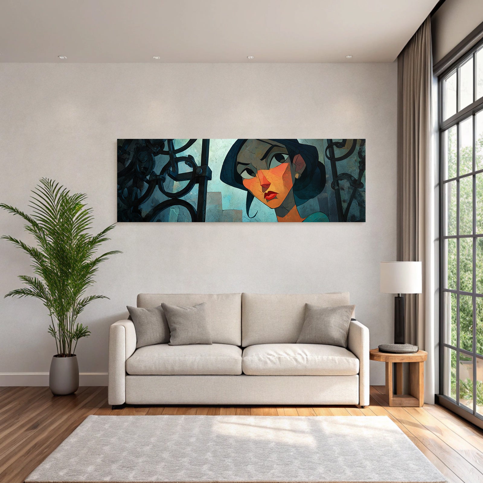 ArtDeco Weiblicher Charakter Mit Kettenhintergrund Digital Kunst