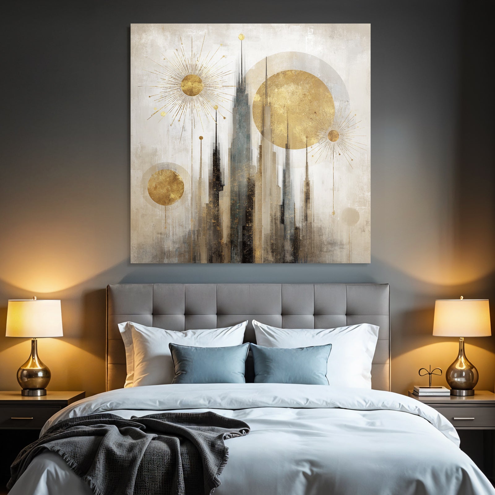 ArtDeco Abstrakte Architektur Und Himmlische Sonnenmotive