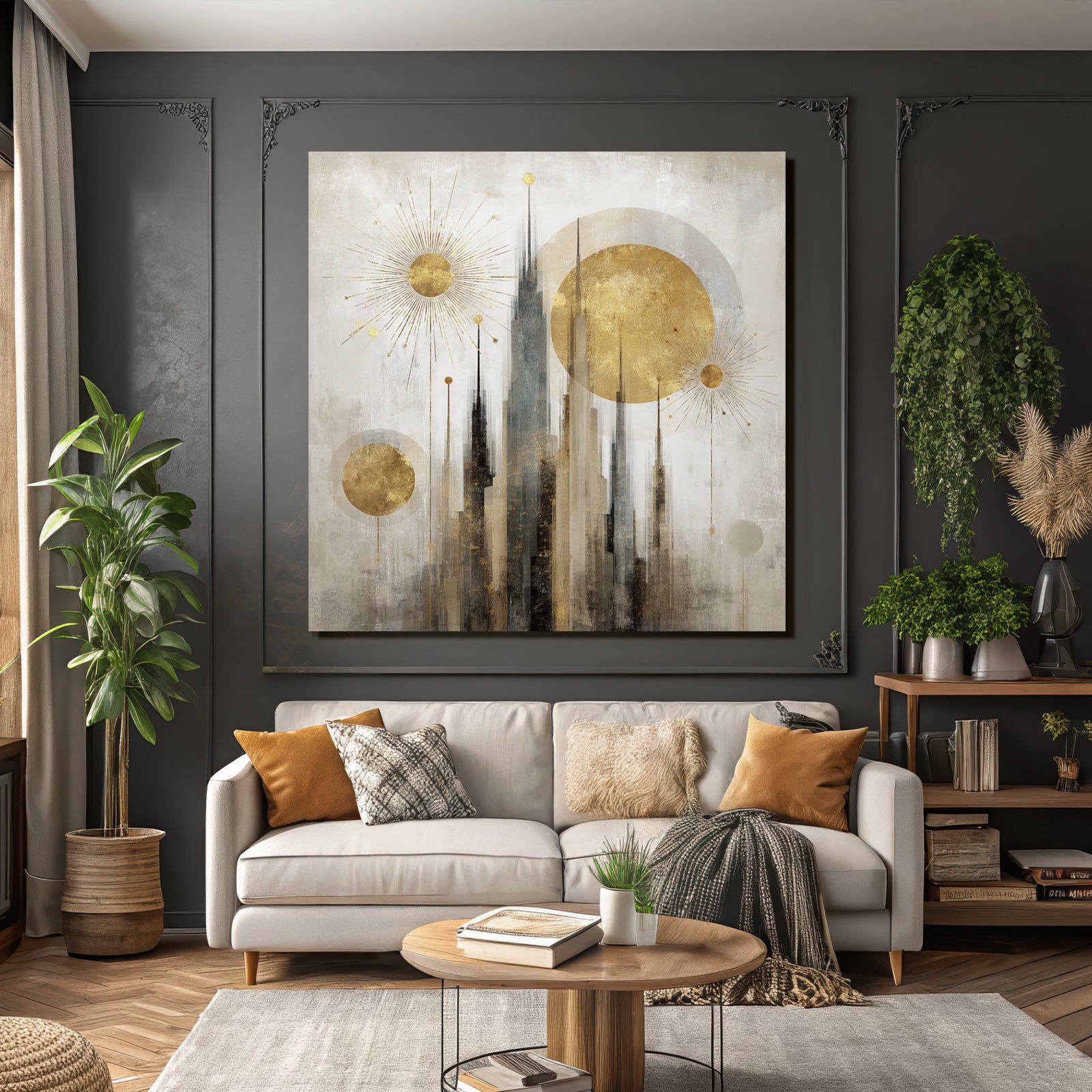 ArtDeco Abstrakte Architektur Und Himmlische Sonnenmotive