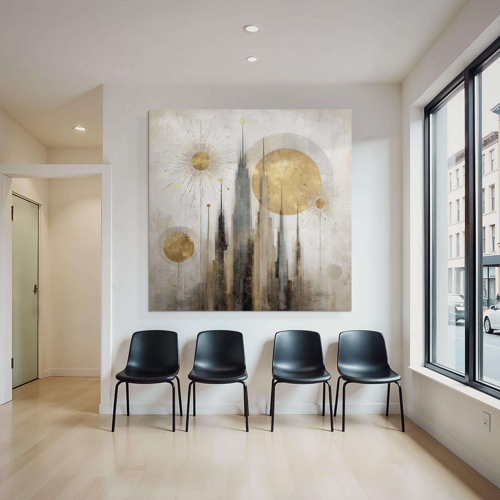 ArtDeco Abstrakte Architektur Und Himmlische Sonnenmotive