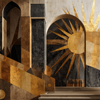 ArtDeco Dramatische Geometrische Architektur Mit Bogen Treppen Und Sonnenmotiv | Art Deco | Stilrichtungen