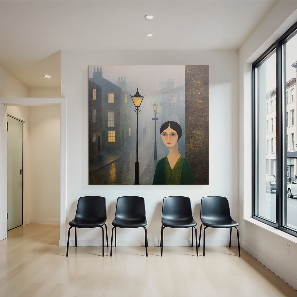 ArtDeco Einsame Figur In Nebliger Strasse
