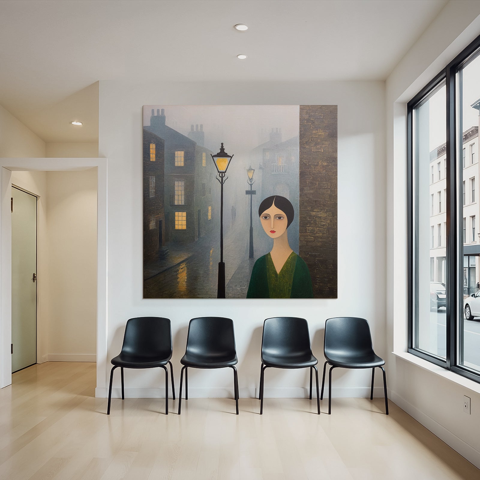 ArtDeco Einsame Figur In Nebliger Strasse