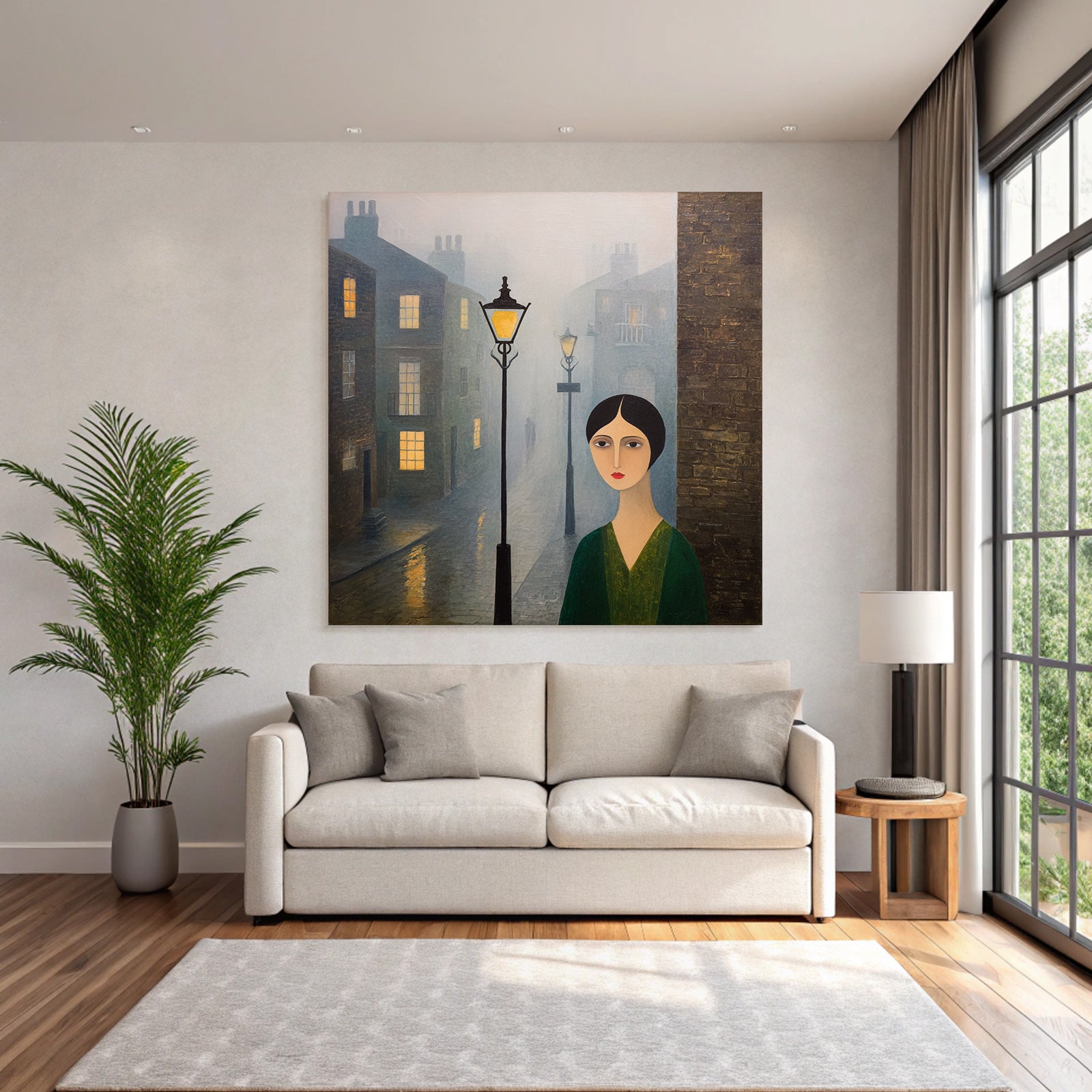 ArtDeco Einsame Figur In Nebliger Strasse