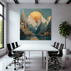 ArtDeco Fantastische Landschaft Mit Antiker Architektur Und Sonnenstrahlen