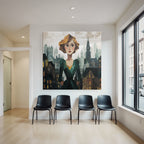 ArtDeco Frau Vor Abstrakter Urbaner Kulisse