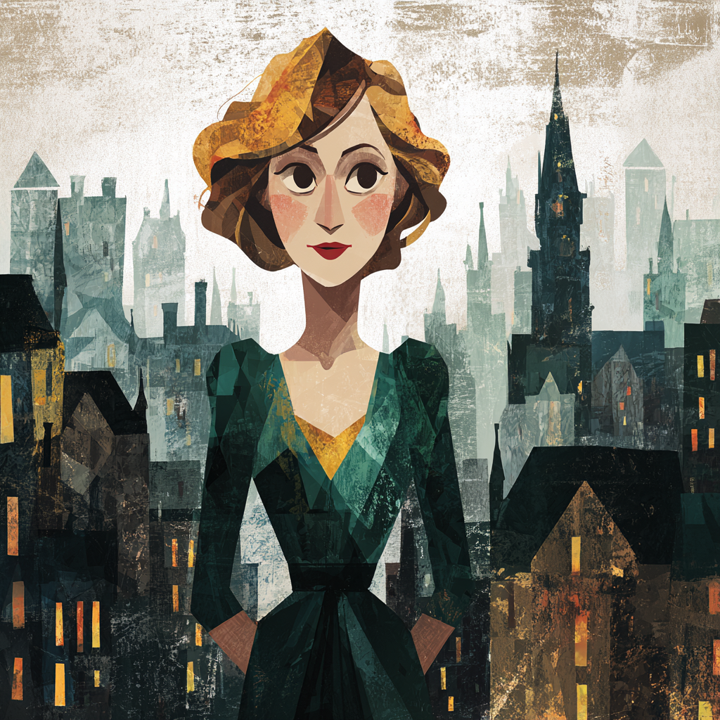 ArtDeco Frau Vor Abstrakter Urbaner Kulisse | Art Deco | Stilrichtungen