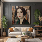ArtDeco Kunstvolles Fraünporträt Mit Abstrakter Architektur