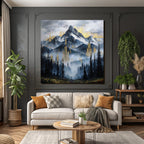 ArtDeco Mystische Berglandschaft Mit Goldenen Architekturelementen