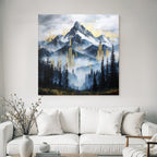 ArtDeco Mystische Berglandschaft Mit Goldenen Architekturelementen