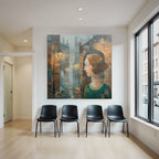 ArtDeco Nebelstadtfrau Im Profil An Gepflasterter Strasse