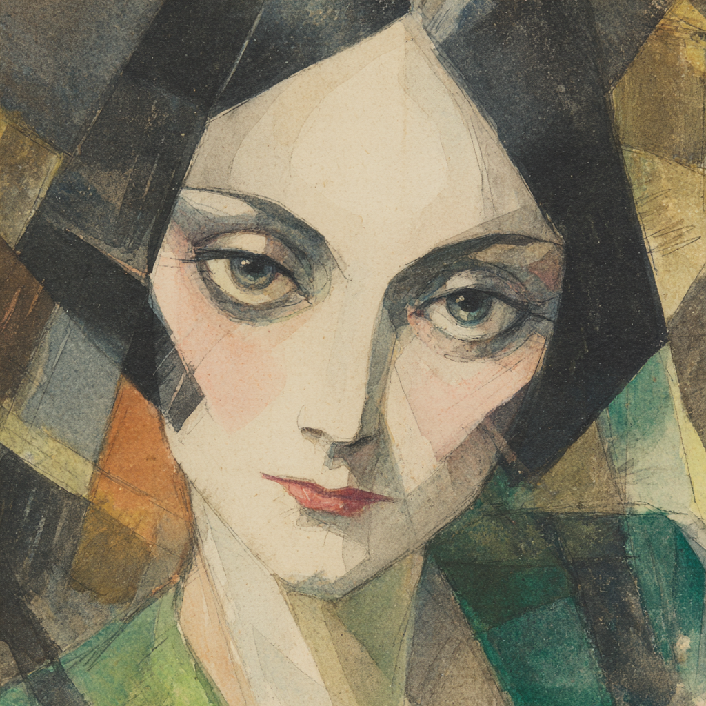 ArtDeco Porträt Einer Stilisierten Frau Mit Aquarell Und Geometrischen Formen | Art Deco | Stilrichtungen