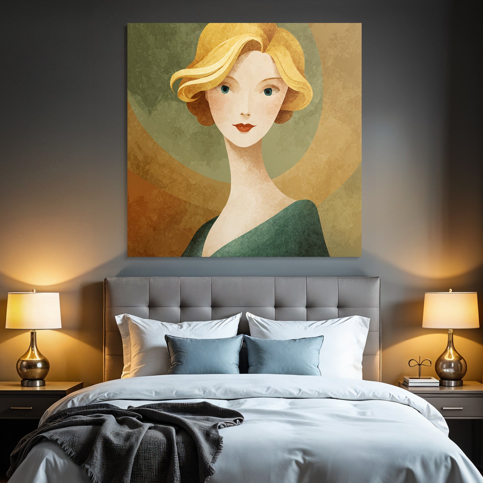 ArtDeco Stilisierte Blonde Frau Mit Retro Charme