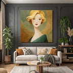 ArtDeco Stilisierte Blonde Frau Mit Retro Charme