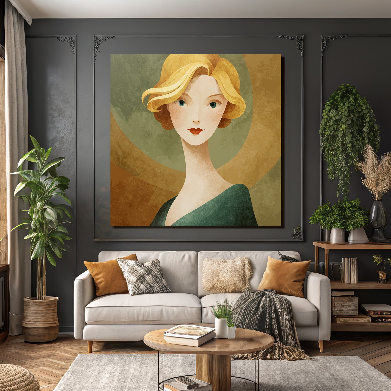 ArtDeco Stilisierte Blonde Frau Mit Retro Charme