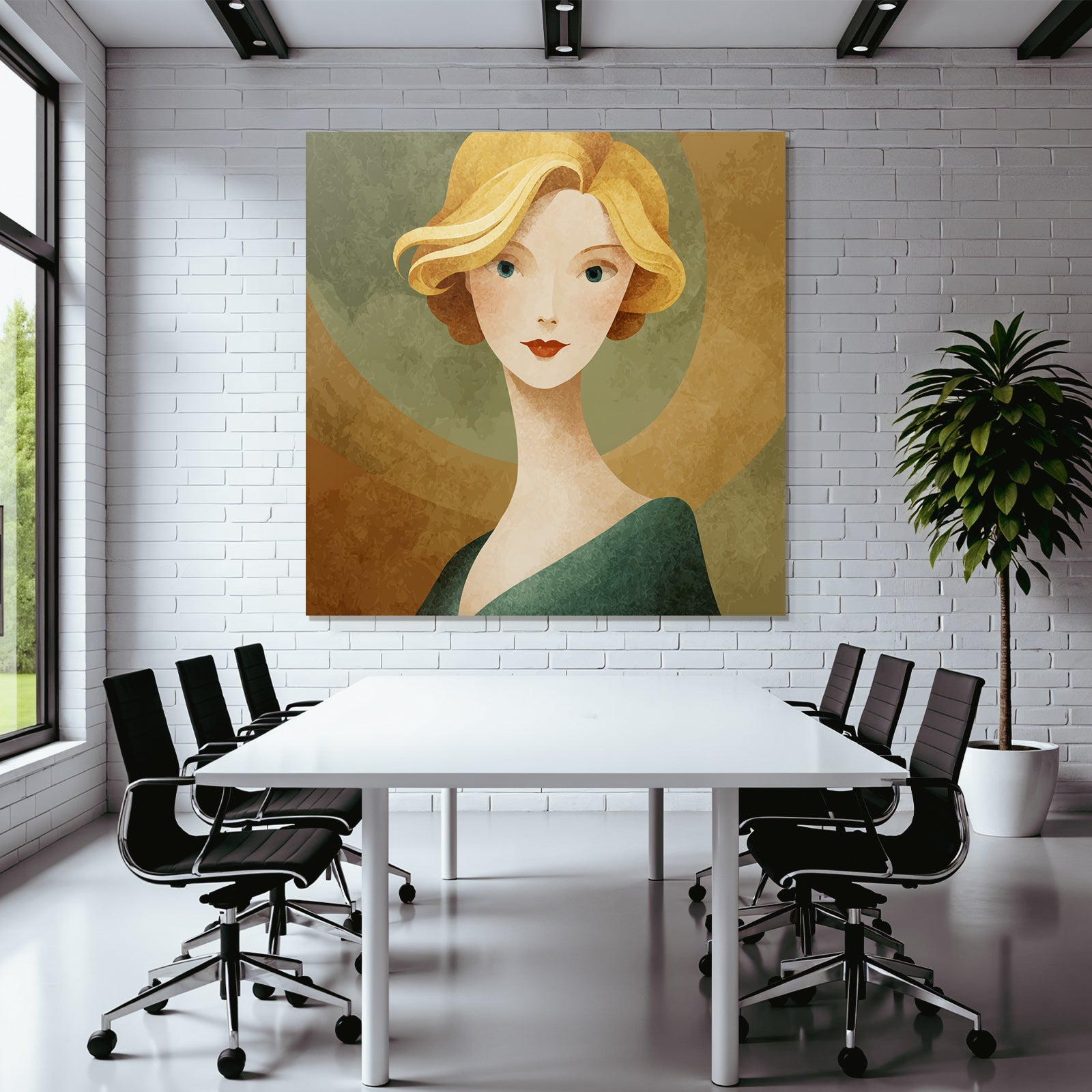 ArtDeco Stilisierte Blonde Frau Mit Retro Charme
