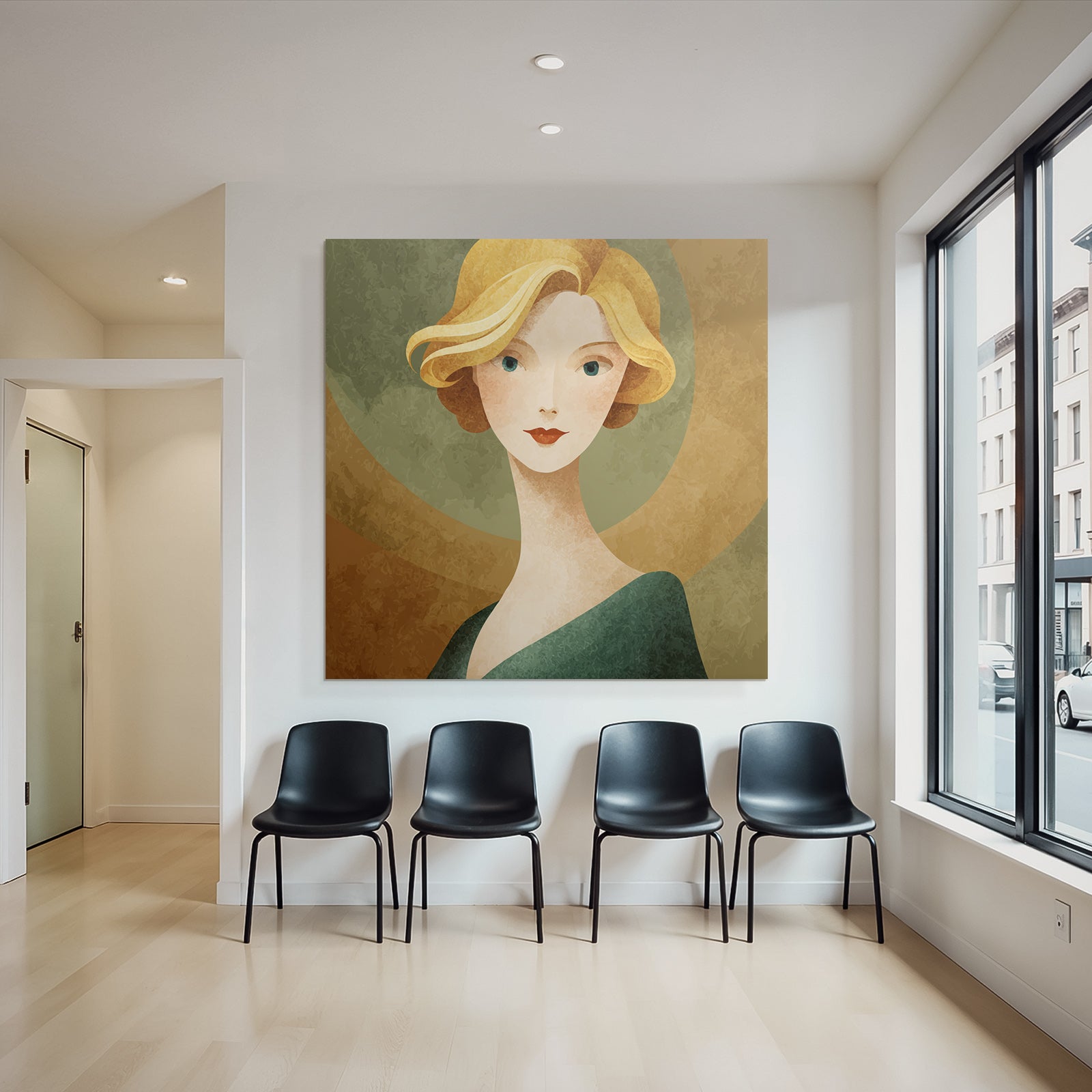 ArtDeco Stilisierte Blonde Frau Mit Retro Charme
