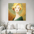 ArtDeco Stilisierte Blonde Frau Mit Retro Charme