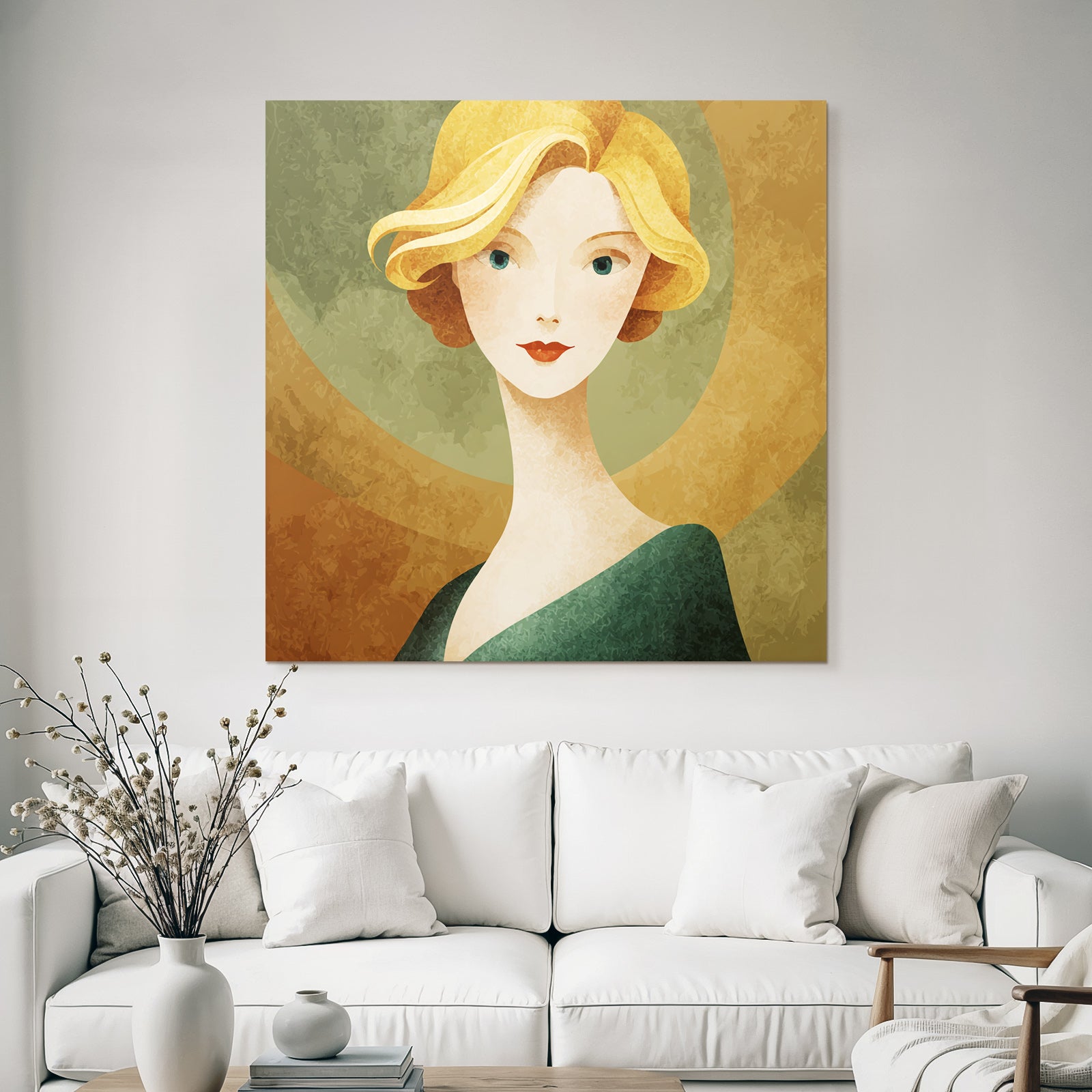 ArtDeco Stilisierte Blonde Frau Mit Retro Charme