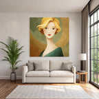 ArtDeco Stilisierte Blonde Frau Mit Retro Charme