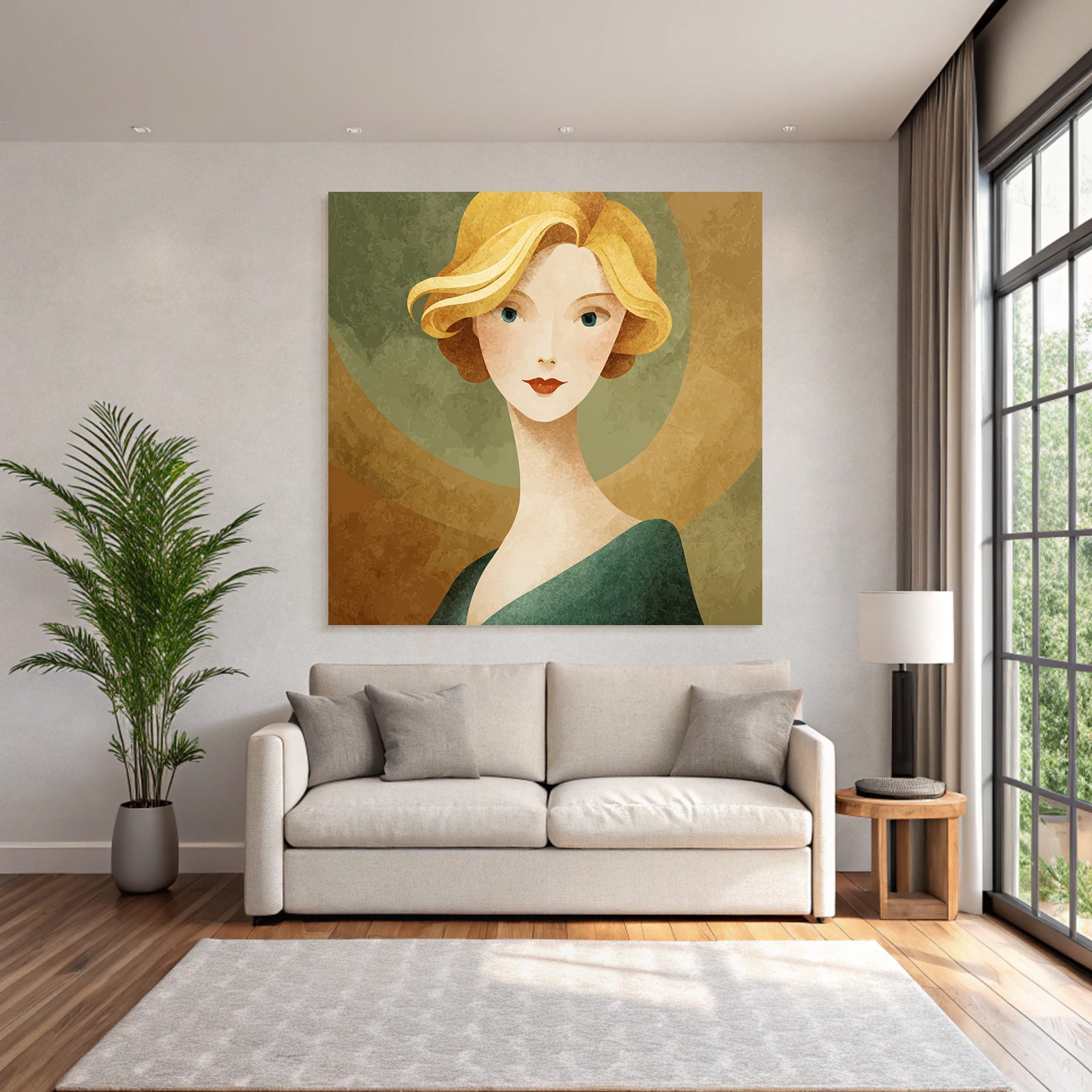 ArtDeco Stilisierte Blonde Frau Mit Retro Charme
