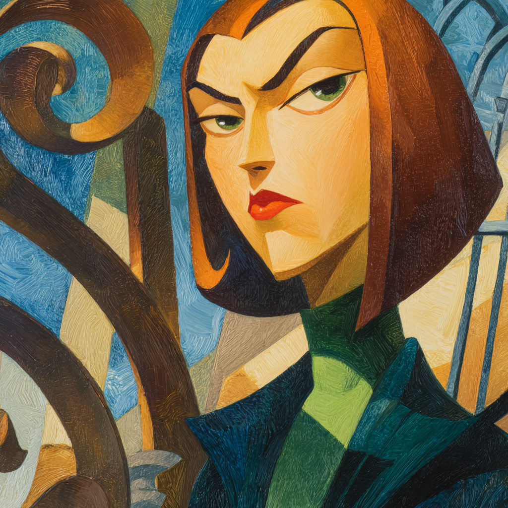 ArtDeco Stilisierte Charakterillustration Mit Scharfen Zügen Und Kraftvollem Ausdruck | Art Deco | Stilrichtungen