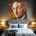 ArtDeco Texturierte Kunst Mit Stilisiertem Gesicht In Erdfarben