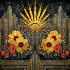 ArtDeco Design Mit Gelben Und Roten Blumen Und Geometrischen Mustern | Art Deco | Stilrichtungen