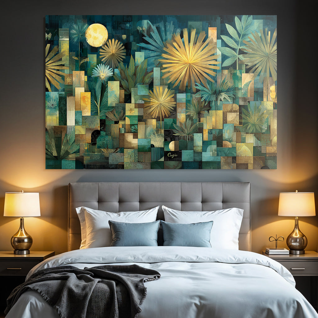 ArtDeco Abstrakte Bunte Geometrische Pflanzen Und Blumenkomposition
