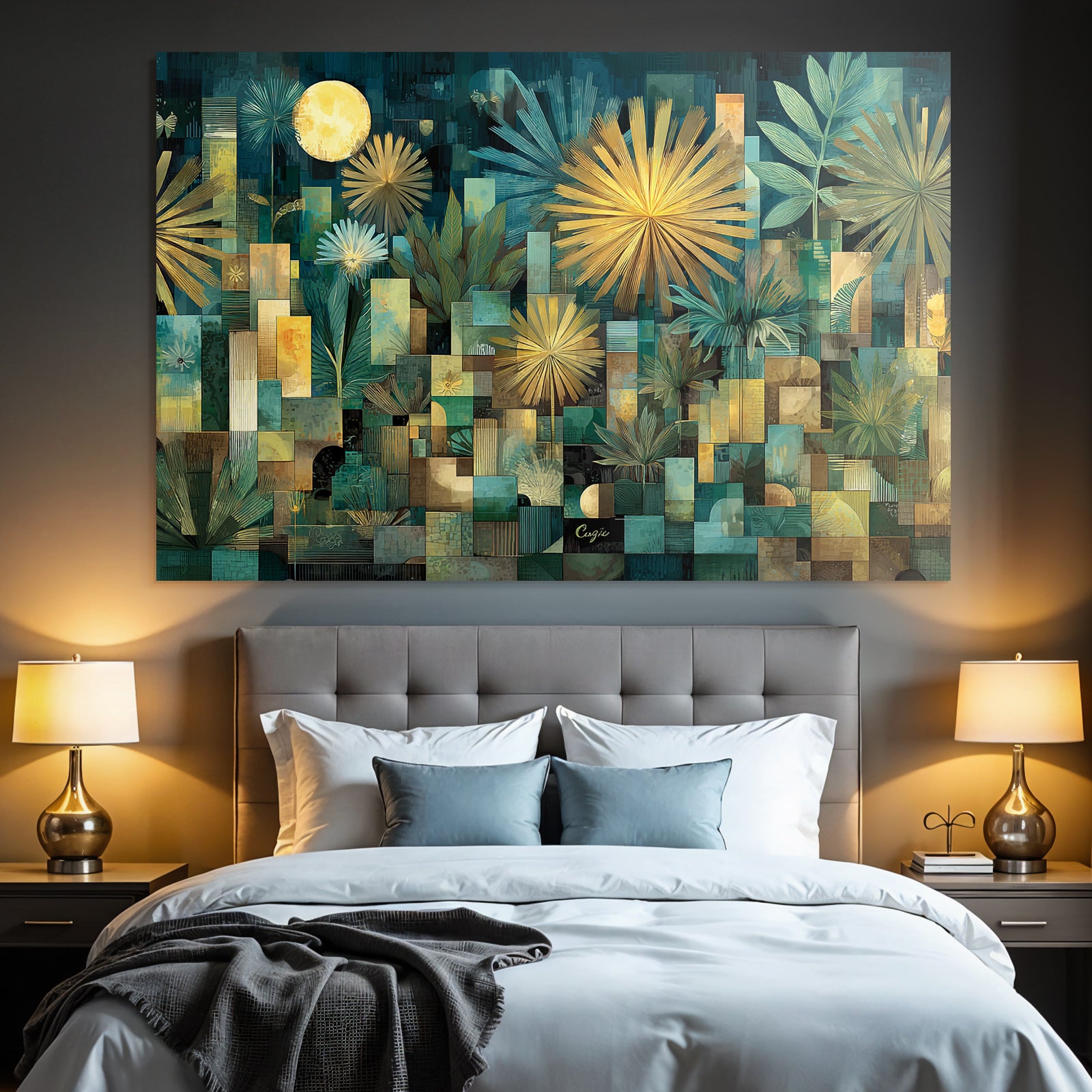 ArtDeco Abstrakte Bunte Geometrische Pflanzen Und Blumenkomposition