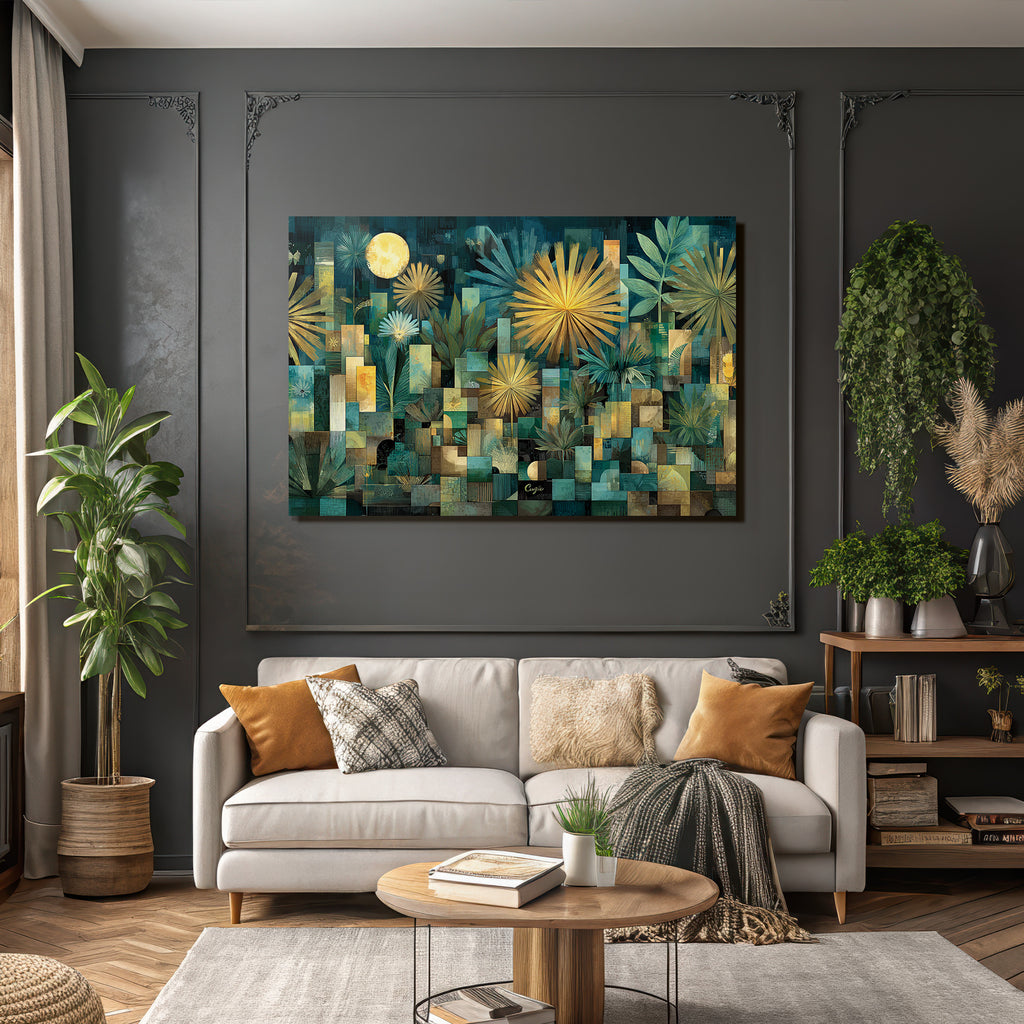 ArtDeco Abstrakte Bunte Geometrische Pflanzen Und Blumenkomposition