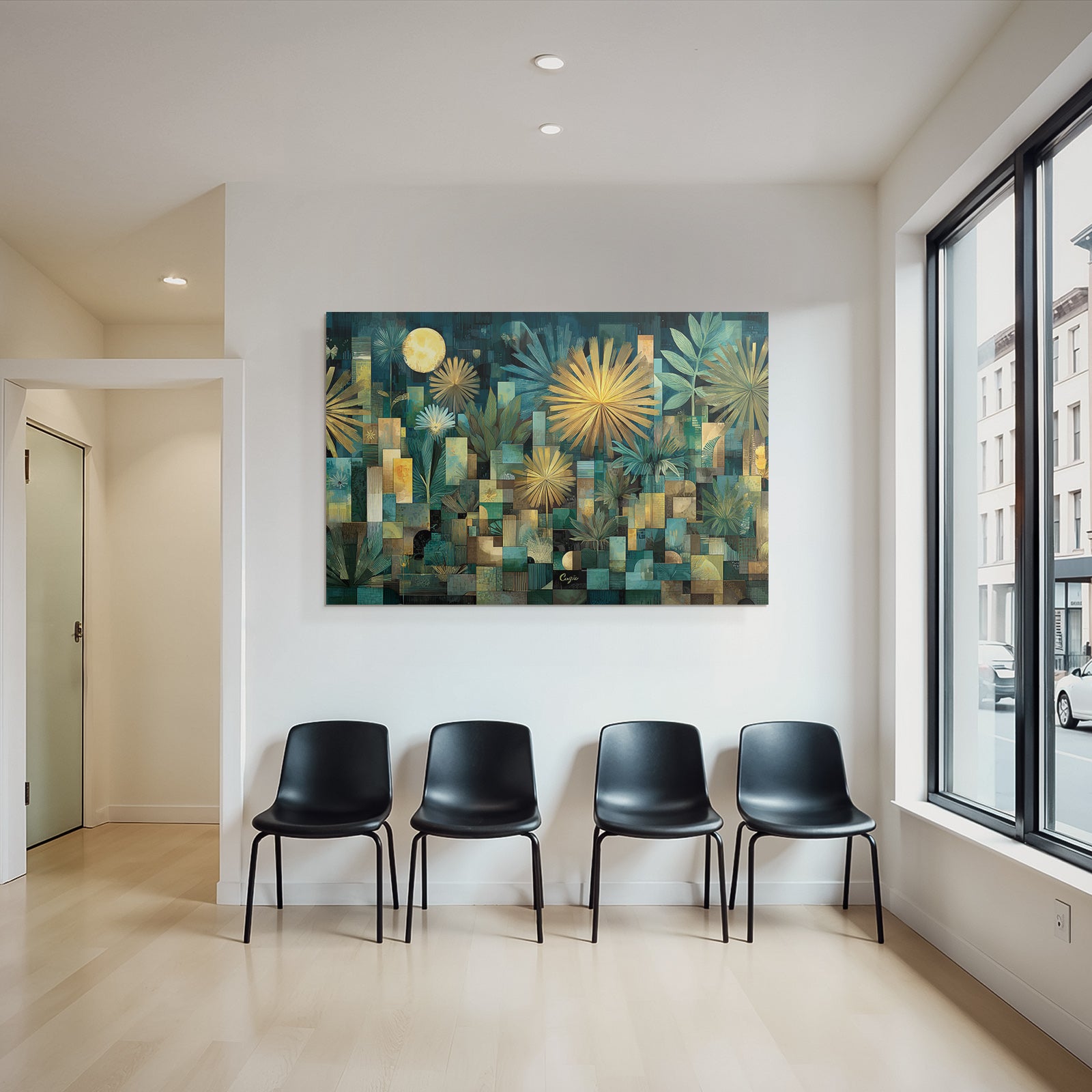 ArtDeco Abstrakte Bunte Geometrische Pflanzen Und Blumenkomposition