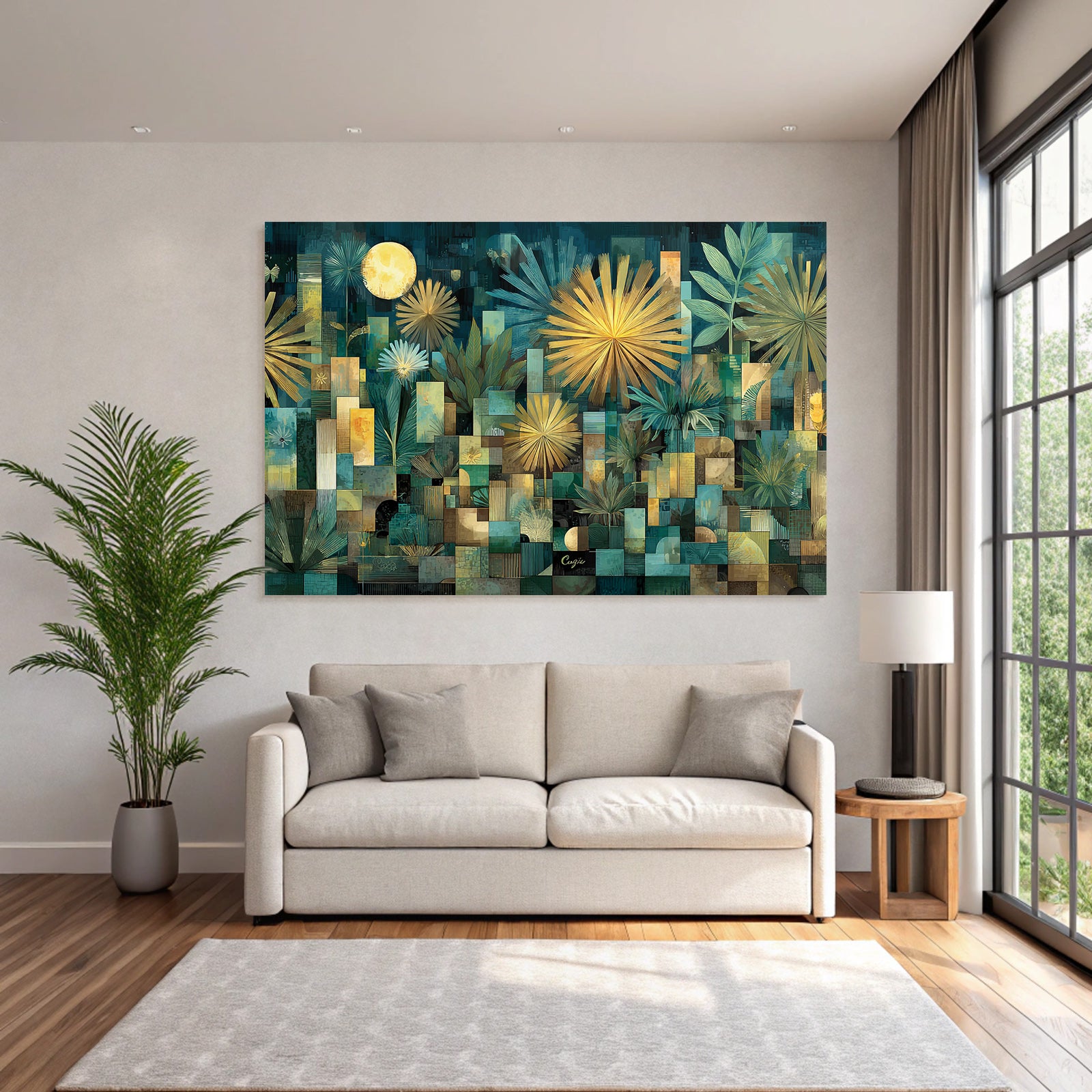 ArtDeco Abstrakte Bunte Geometrische Pflanzen Und Blumenkomposition