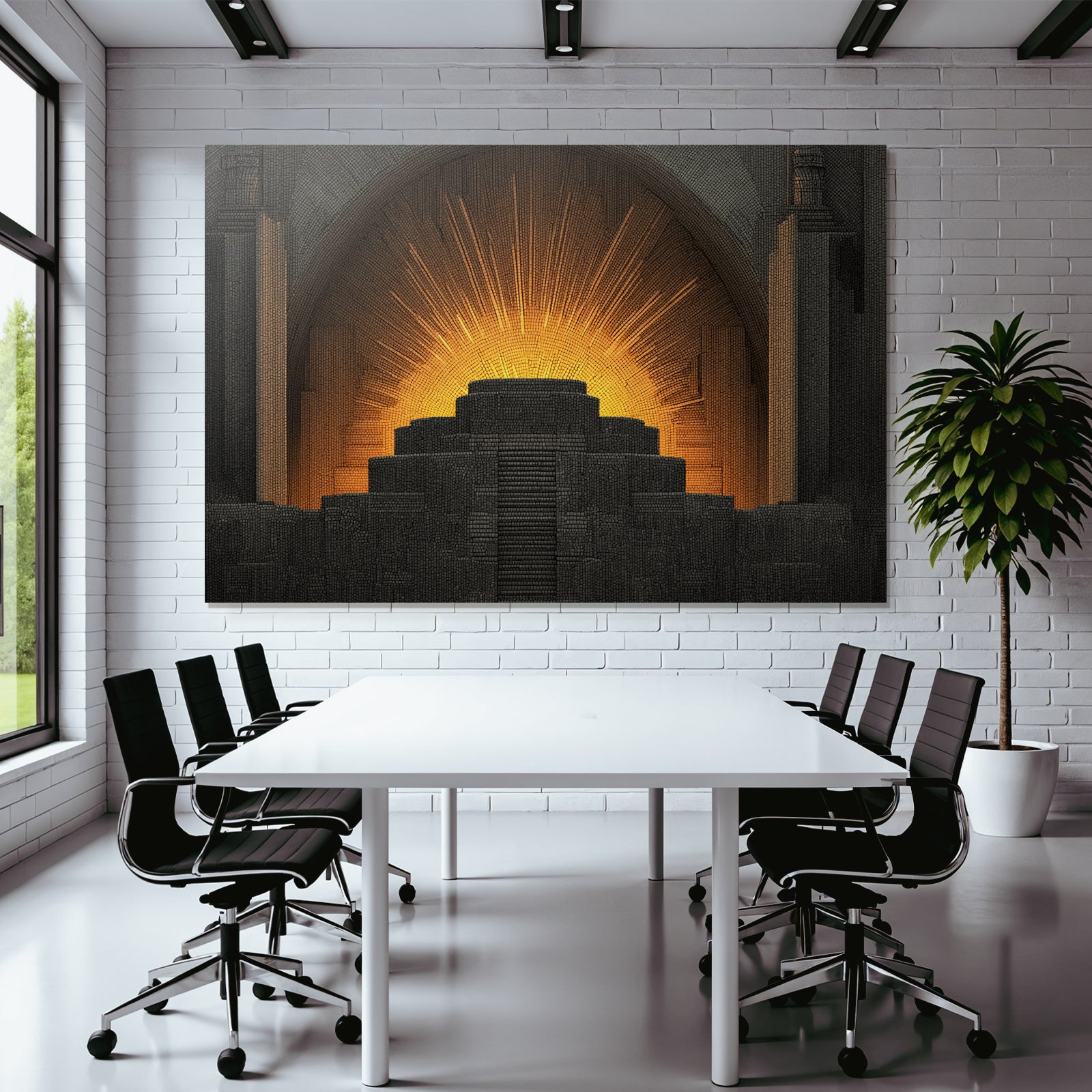 ArtDeco Dramatisches Stufenmonument Mit Strahlen
