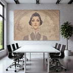 ArtDeco Elegante Fantasieillustration Einer Frau Vor Schlosskulisse
