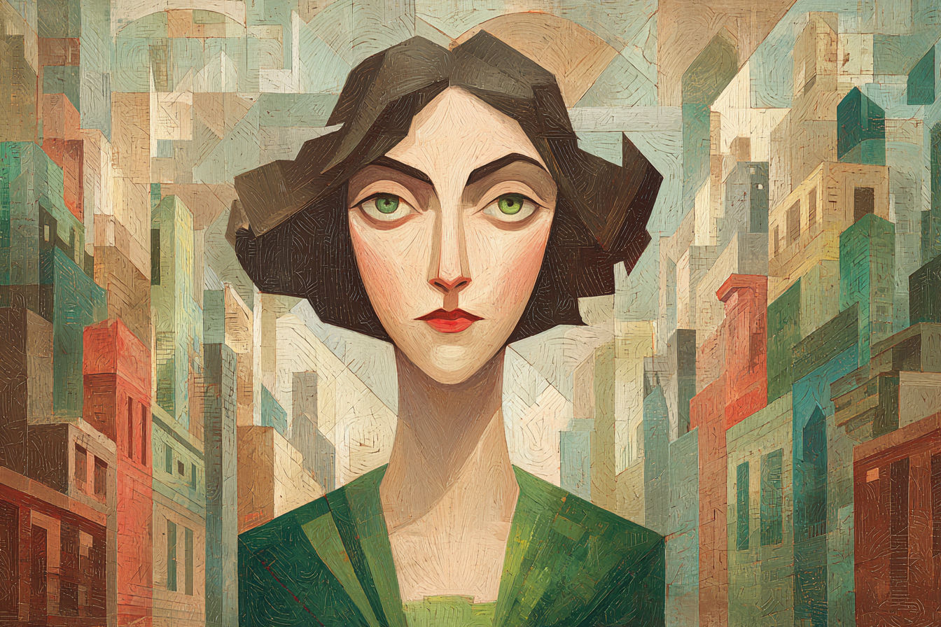 ArtDeco Frau Mit Geometrischem Hintergrund In Urbanem Kunststil | Art Deco | Stilrichtungen