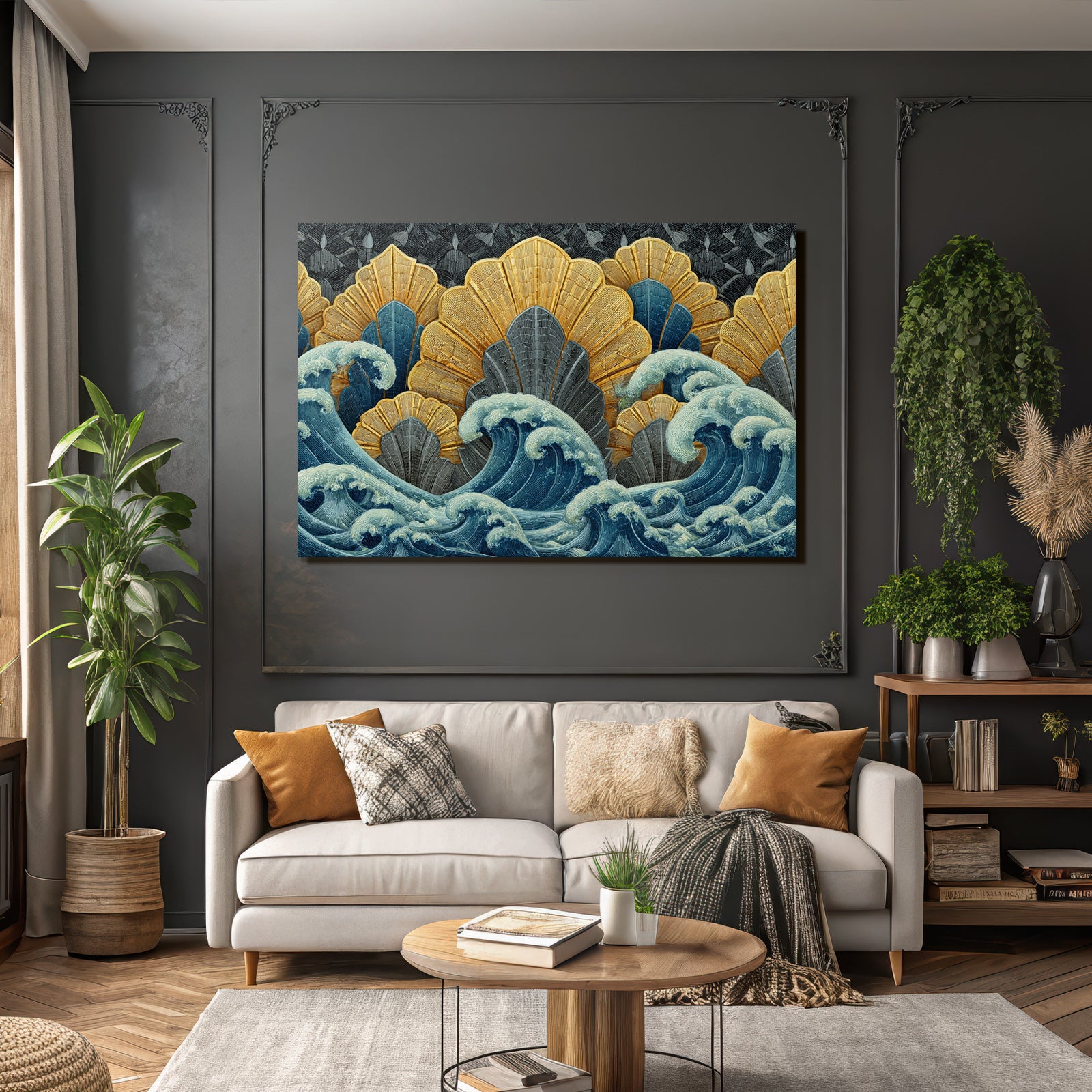 ArtDeco Kunstvolles Wellen Und Muschelmotiv