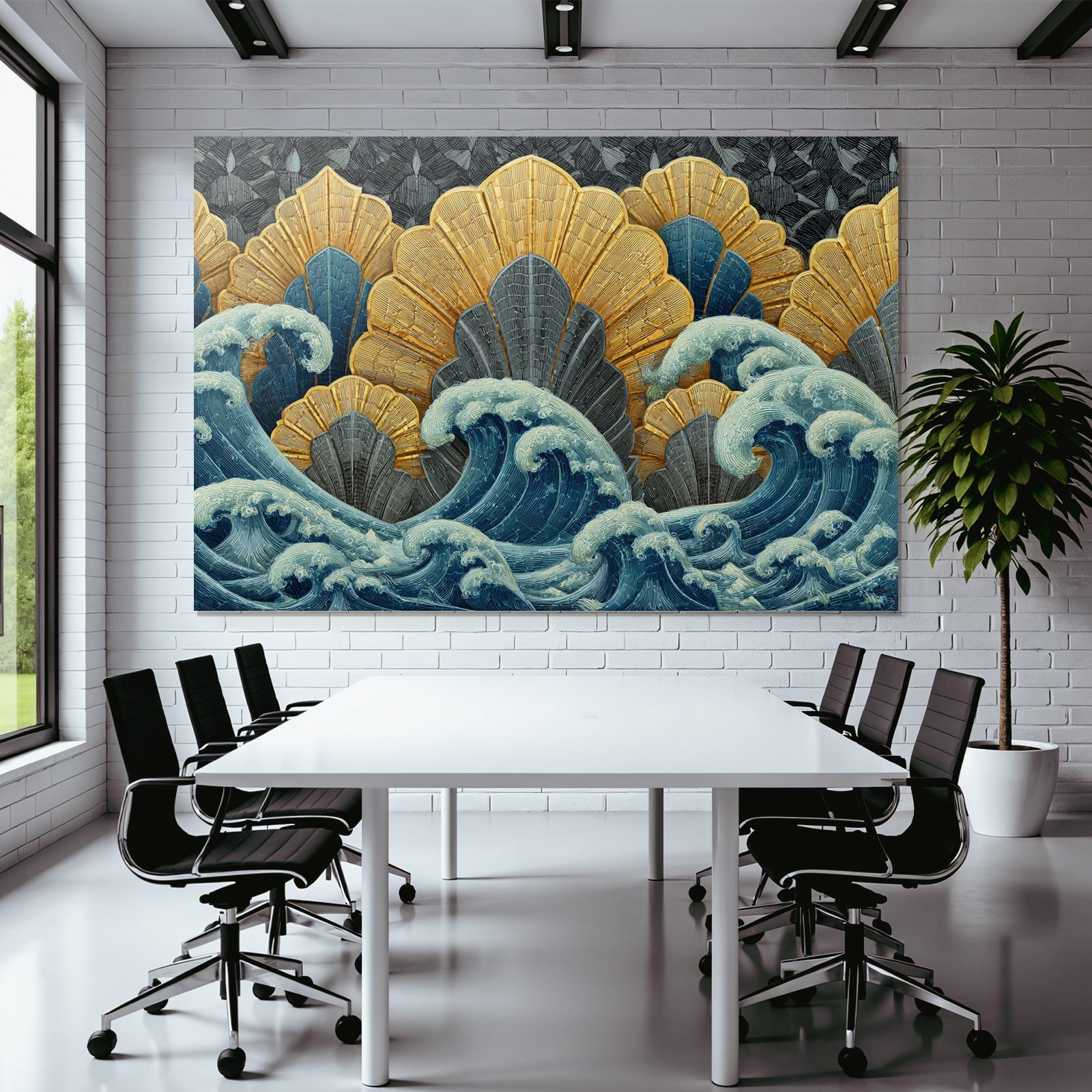ArtDeco Kunstvolles Wellen Und Muschelmotiv