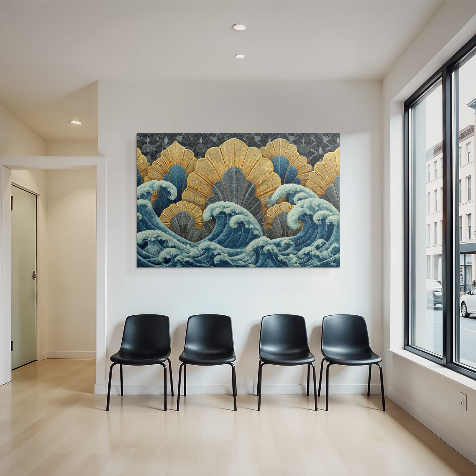 ArtDeco Kunstvolles Wellen Und Muschelmotiv