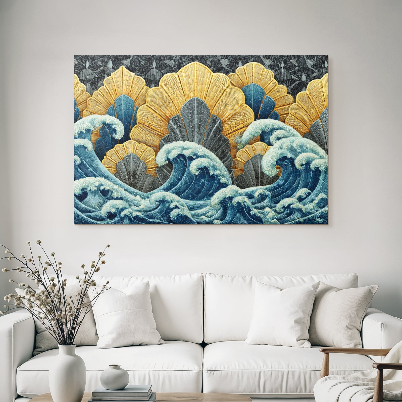 ArtDeco Kunstvolles Wellen Und Muschelmotiv