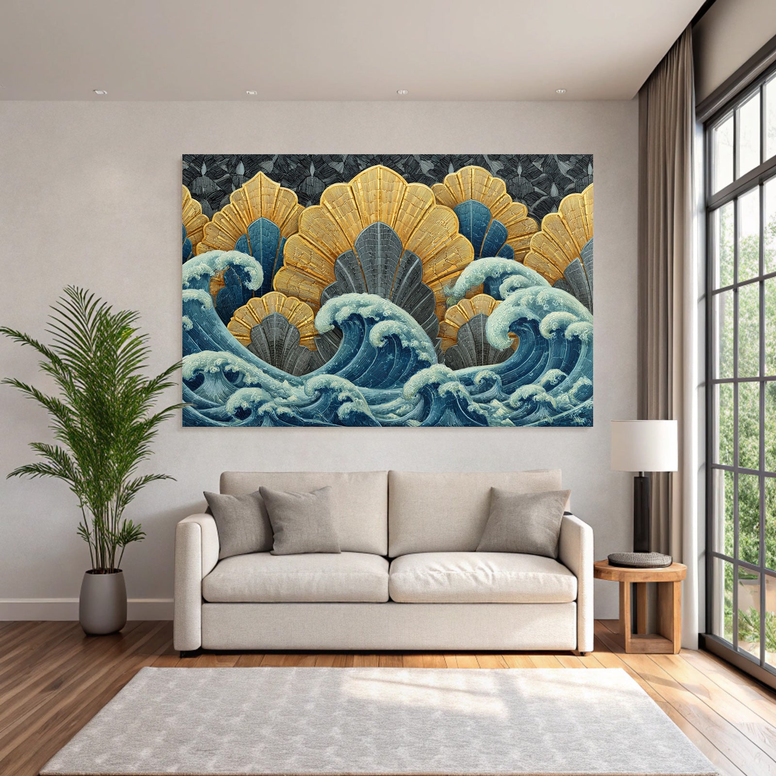 ArtDeco Kunstvolles Wellen Und Muschelmotiv