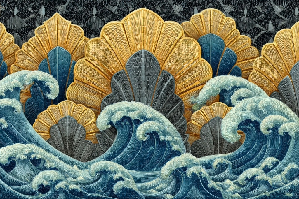 ArtDeco Kunstvolles Wellen Und Muschelmotiv | Art Deco | Stilrichtungen