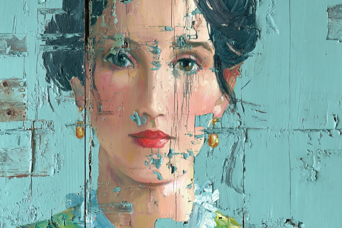 ArtDeco Portrait Einer Frau Mit Texturierter Oberfläche Und Abgeblatterter Farbe | Art Deco | Stilrichtungen