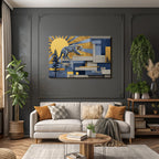 ArtDeco Puma Vor Geometrischer Abstrakter Naturkulisse