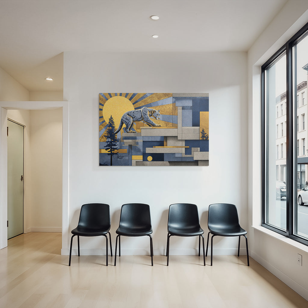 ArtDeco Puma Vor Geometrischer Abstrakter Naturkulisse
