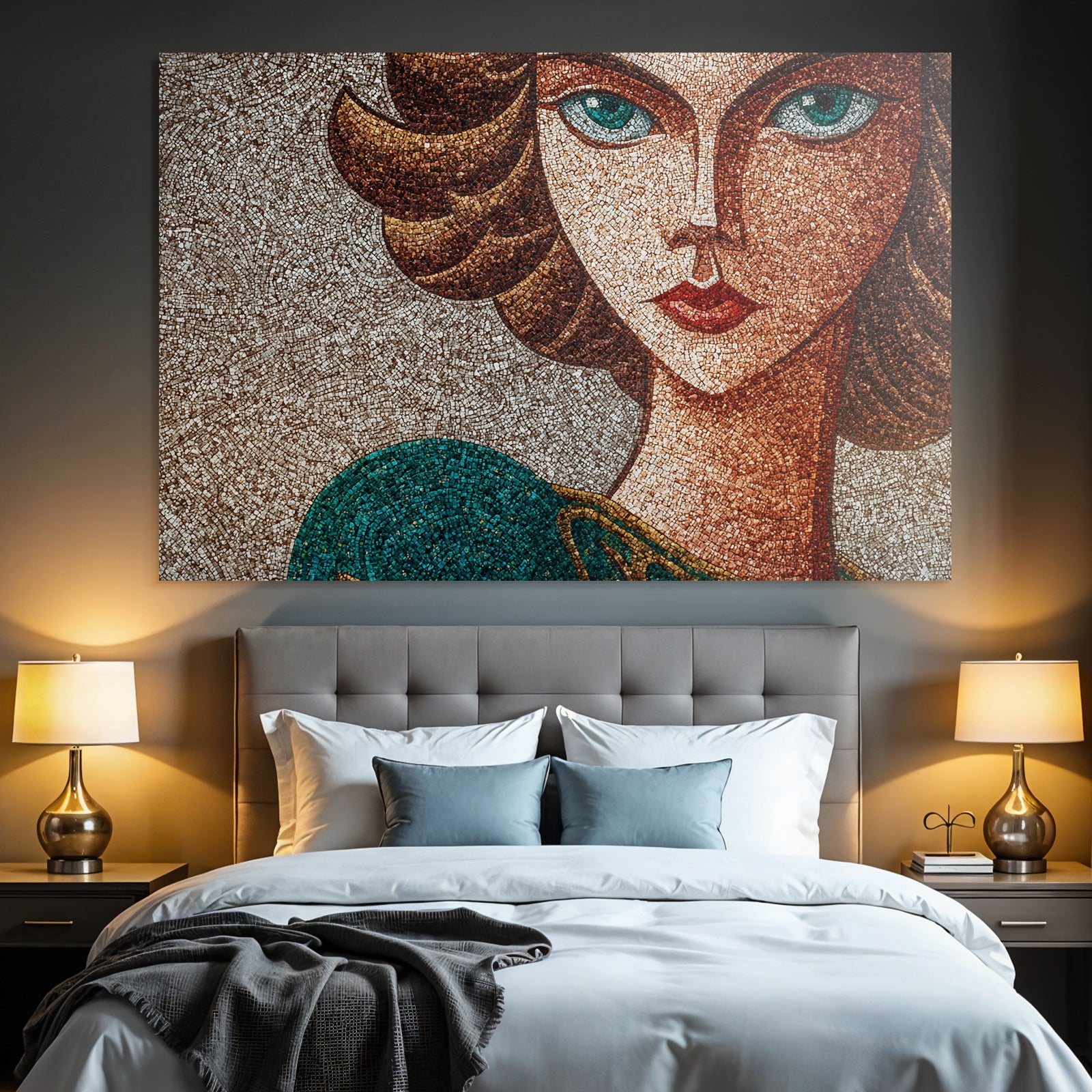 ArtDeco Stilisierte Fraünporträt Mosaikkunst