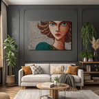 ArtDeco Stilisierte Fraünporträt Mosaikkunst