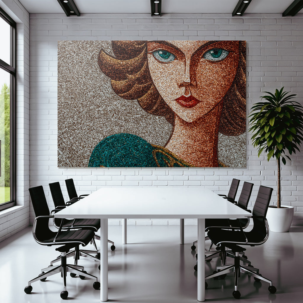 ArtDeco Stilisierte Fraünporträt Mosaikkunst