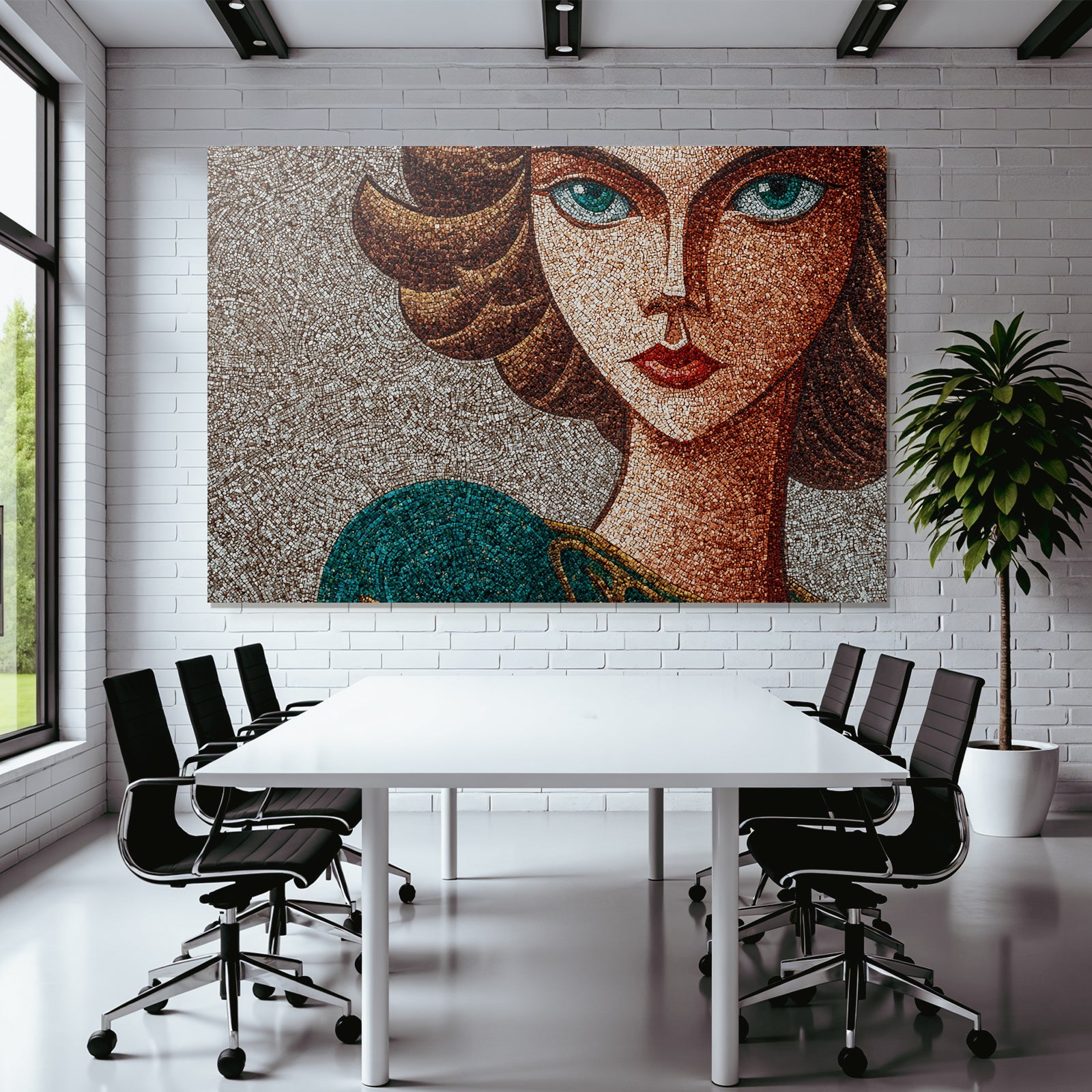 ArtDeco Stilisierte Fraünporträt Mosaikkunst
