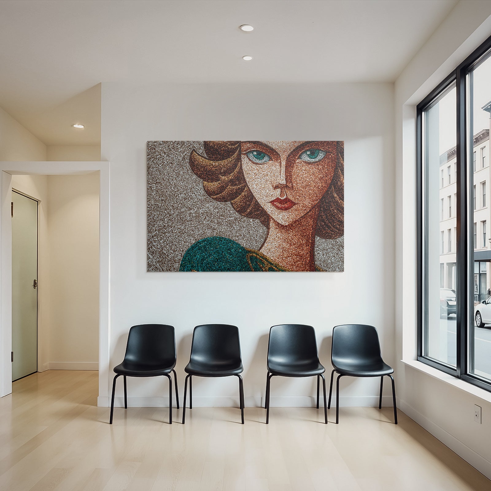 ArtDeco Stilisierte Fraünporträt Mosaikkunst